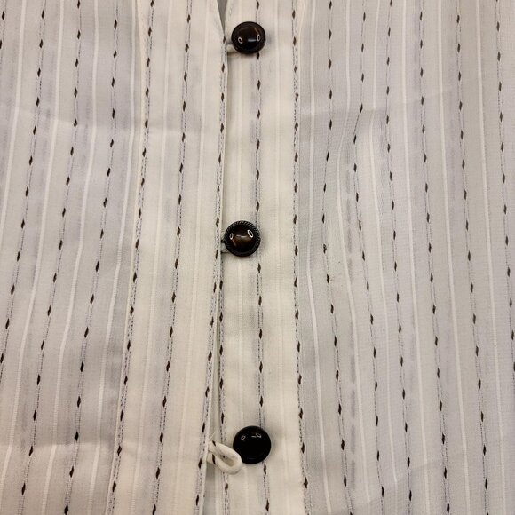 Maggie Barnes Womens Plus Size 2X White Striped Button-Up Blouse Flowy Sheer - Picture 4 of 8